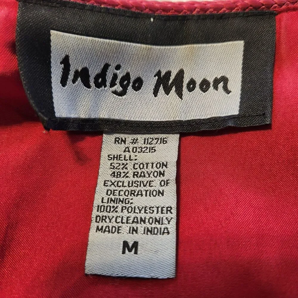 Indigo Moon Appliqué Embroidered Sequin Colorful Butterfly Black Jacket Womens M